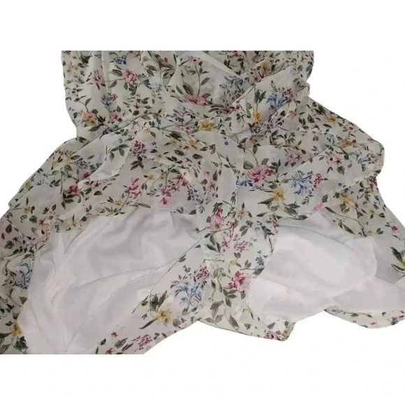 TRIXXI Womens ROMPER sz M Wildflower Floral Lined V-Neck Ruffle Flirty Straps - Picture 7 of 13